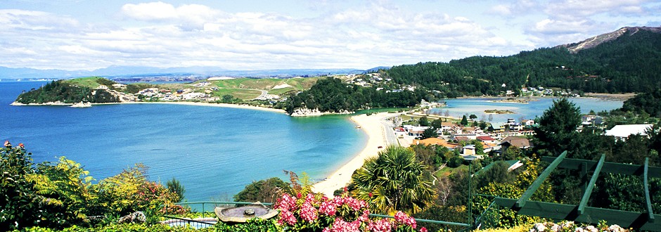 Panoramic view of Kaiteriteri Bay from The Haven